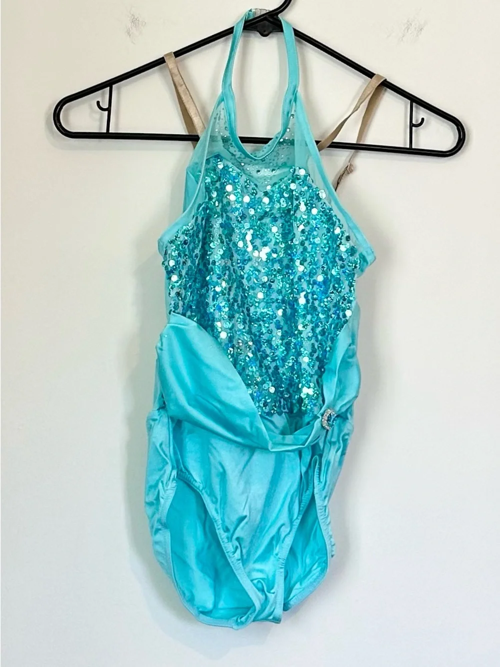 Dancing on Air Sparkling Aqua Fringe and Tutu Dance Costume - Size: LC